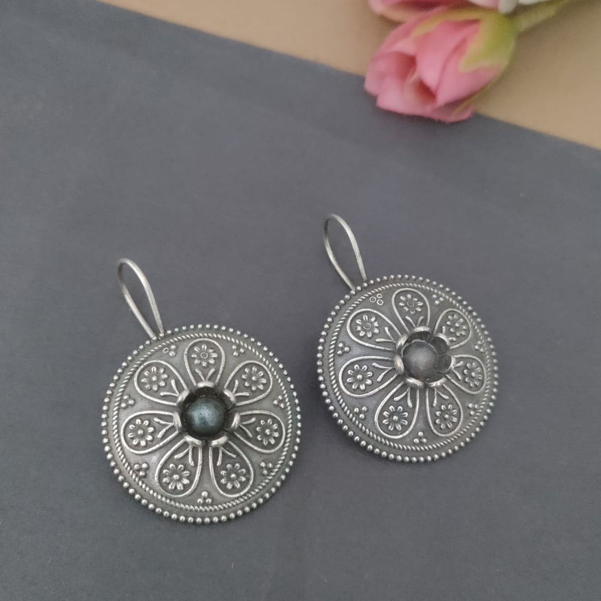 Floral Mandala Disk Earring