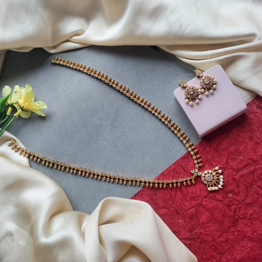 Simple white stone necklace combo long