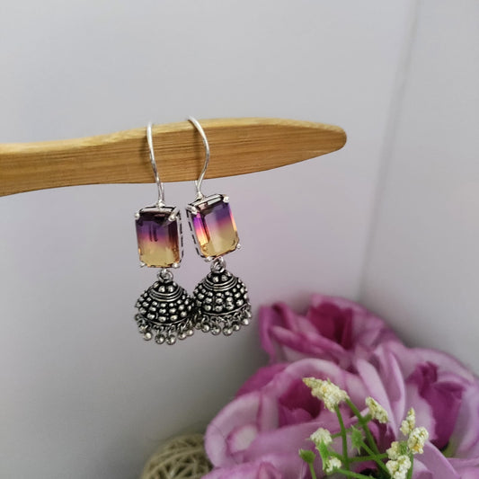Rectangle dual color stone jumkha with hook