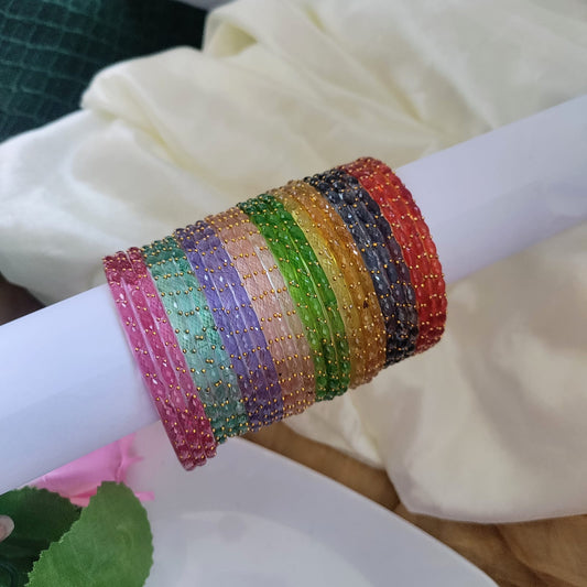 Valaikappu Raindrop Glass Bangles - Crystal cut