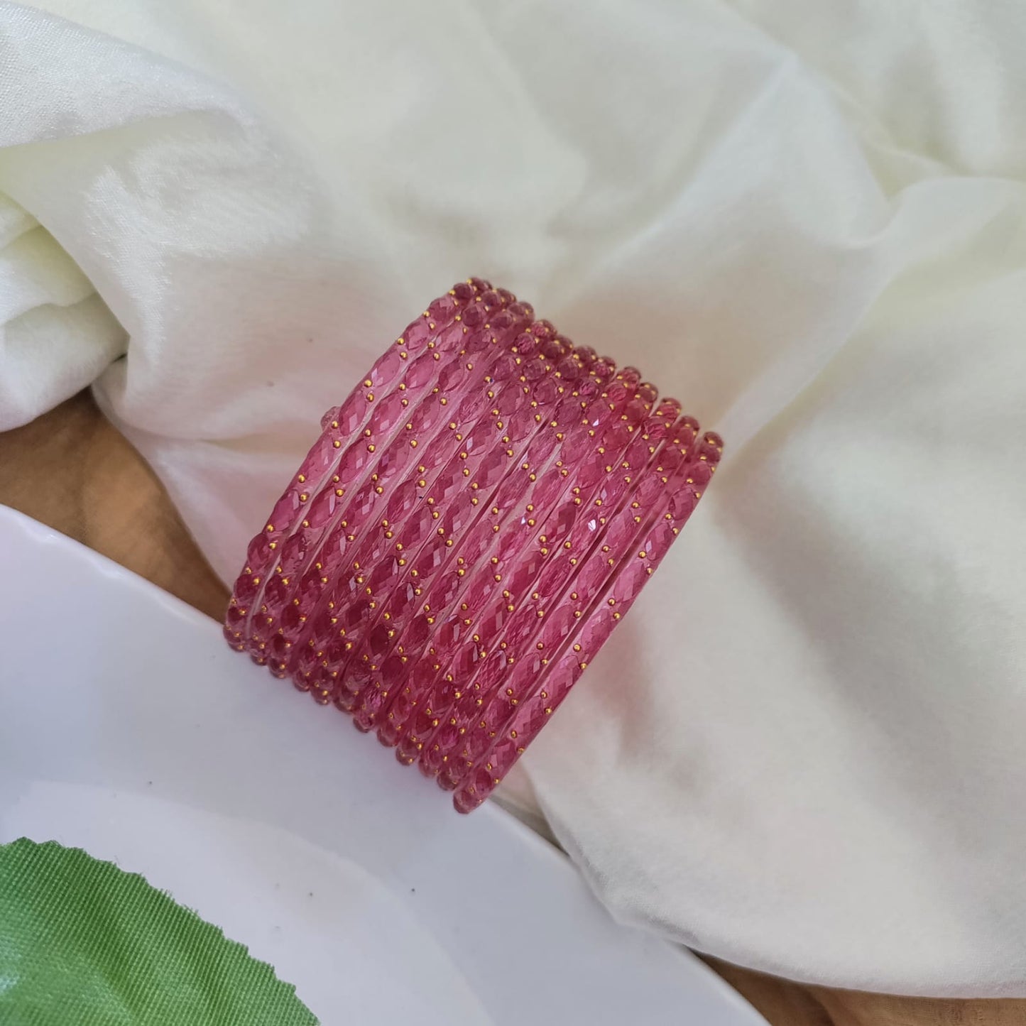 Raindrop Glass Bangles - Crystal Cut