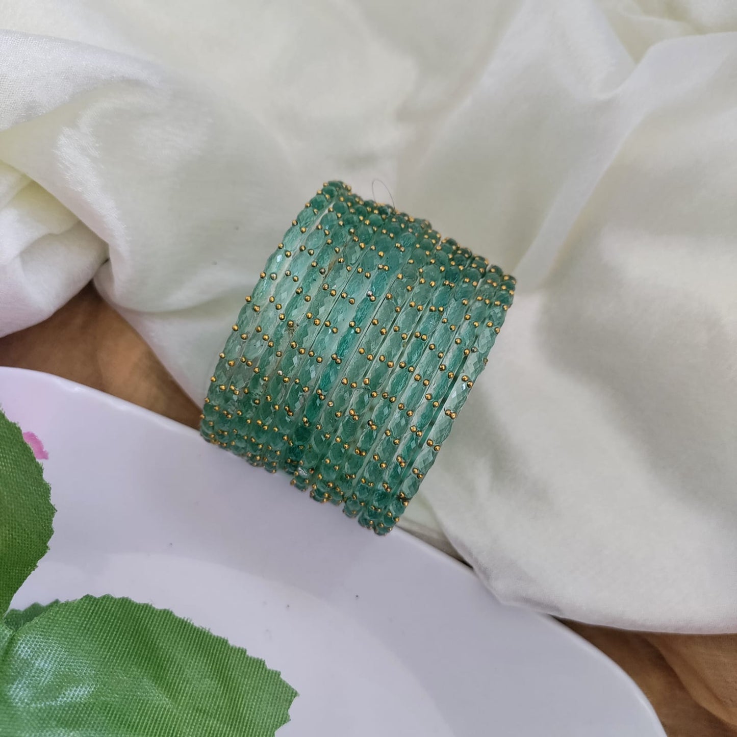 Raindrop Glass Bangles - Crystal Cut