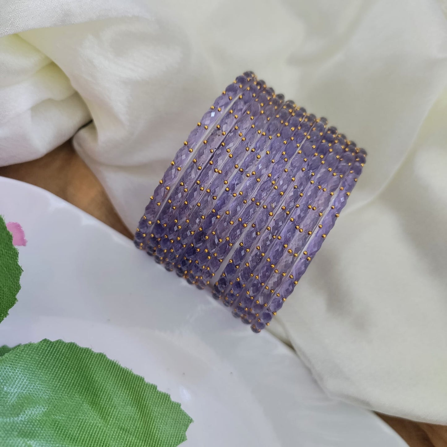 Raindrop Glass Bangles - Crystal Cut