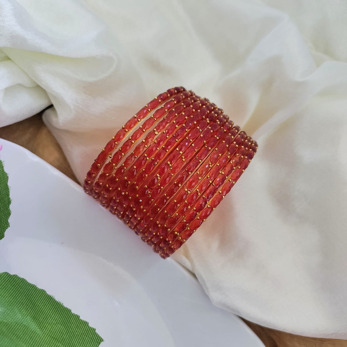 Raindrop Glass Bangles - Crystal Cut