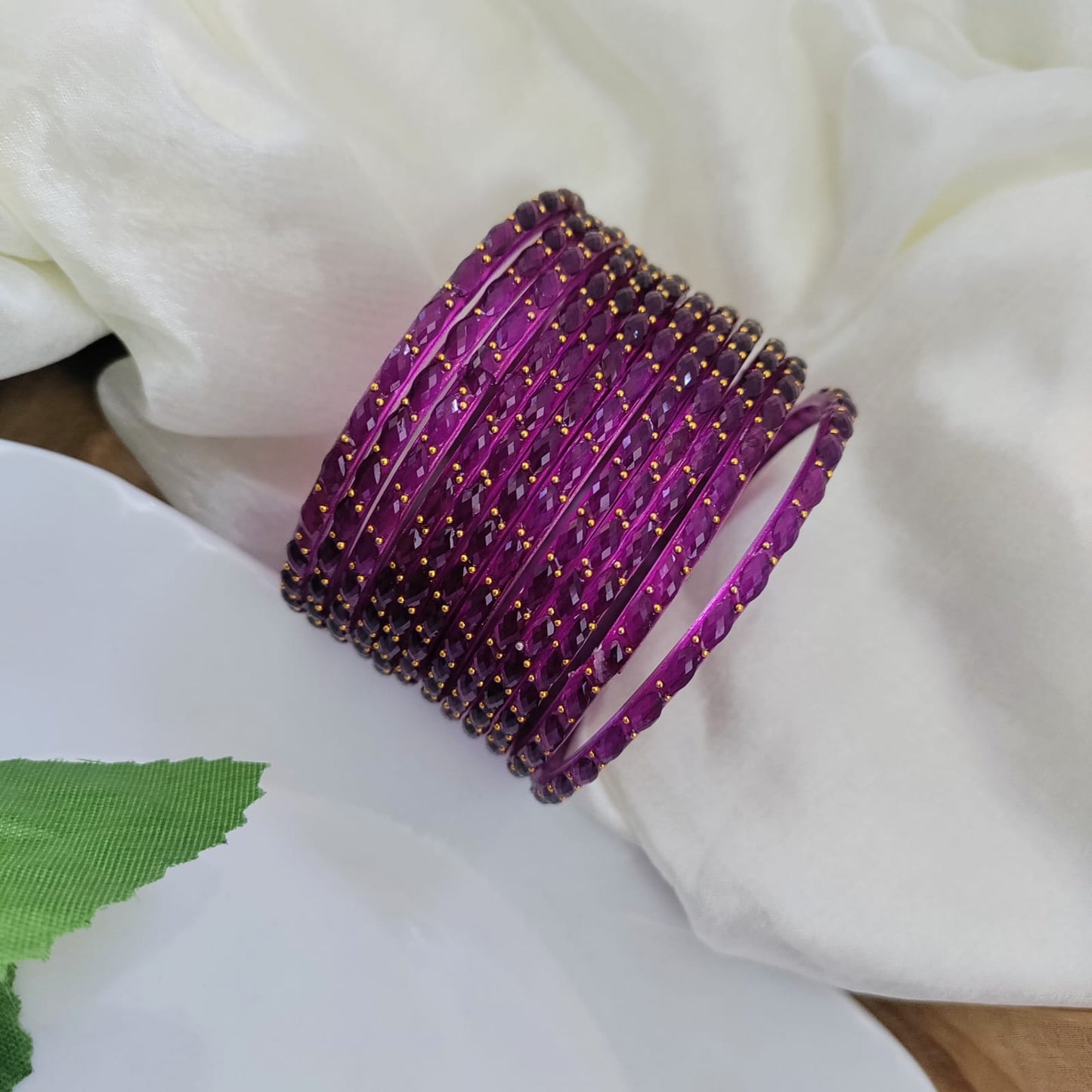 Raindrop Glass Bangles - Crystal Cut