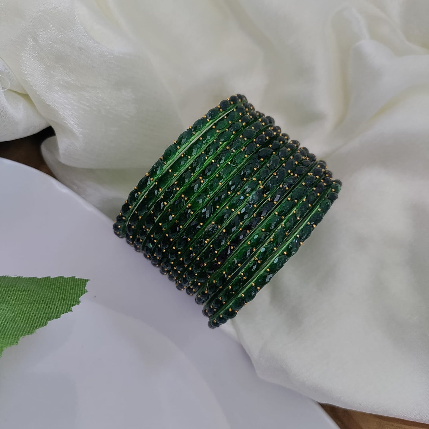 Raindrop Glass Bangles - Crystal Cut