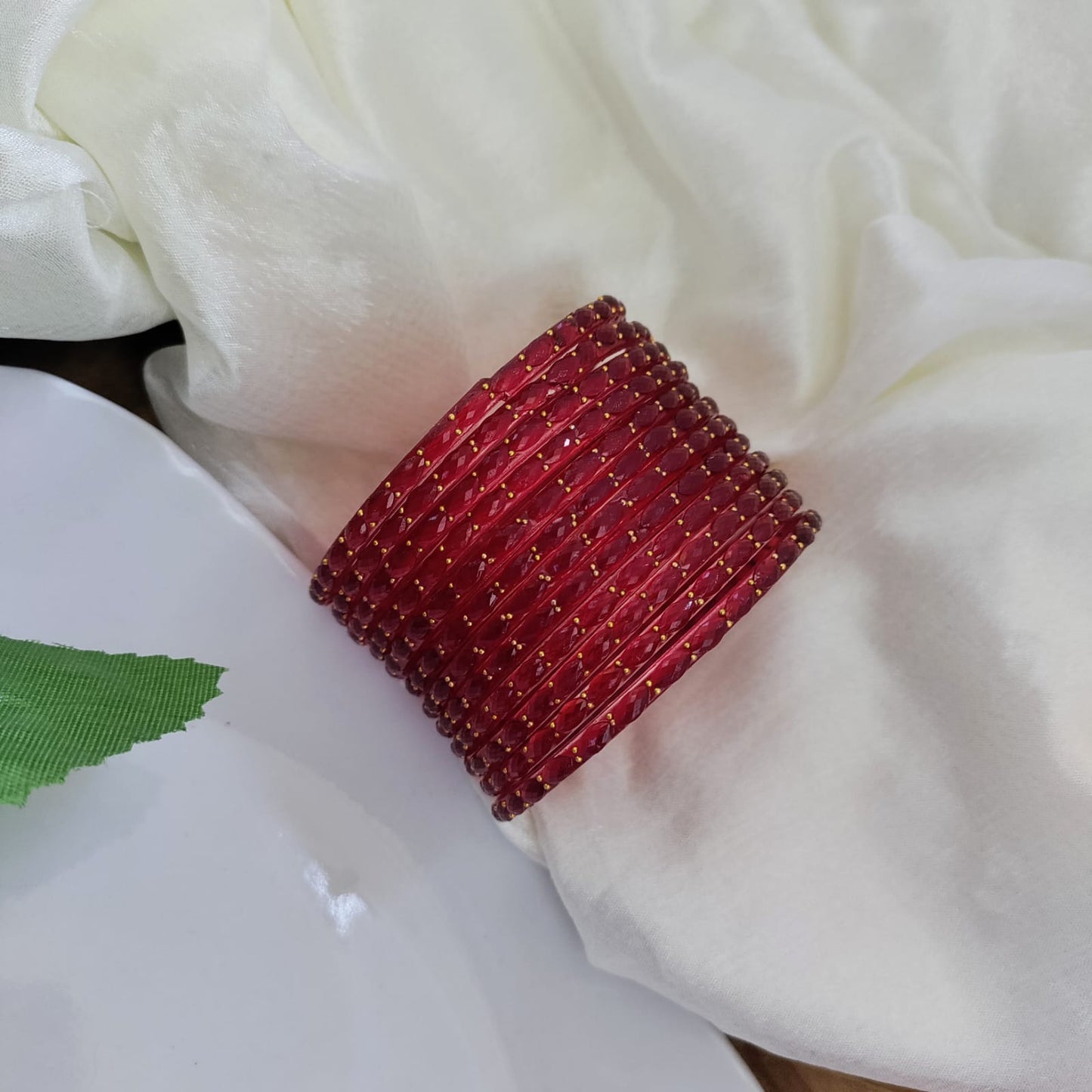 Raindrop Glass Bangles - Crystal Cut