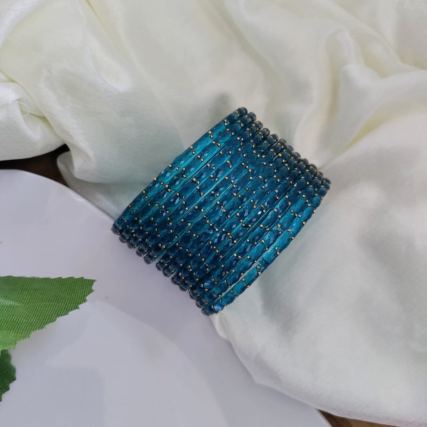Raindrop Glass Bangles - Crystal Cut