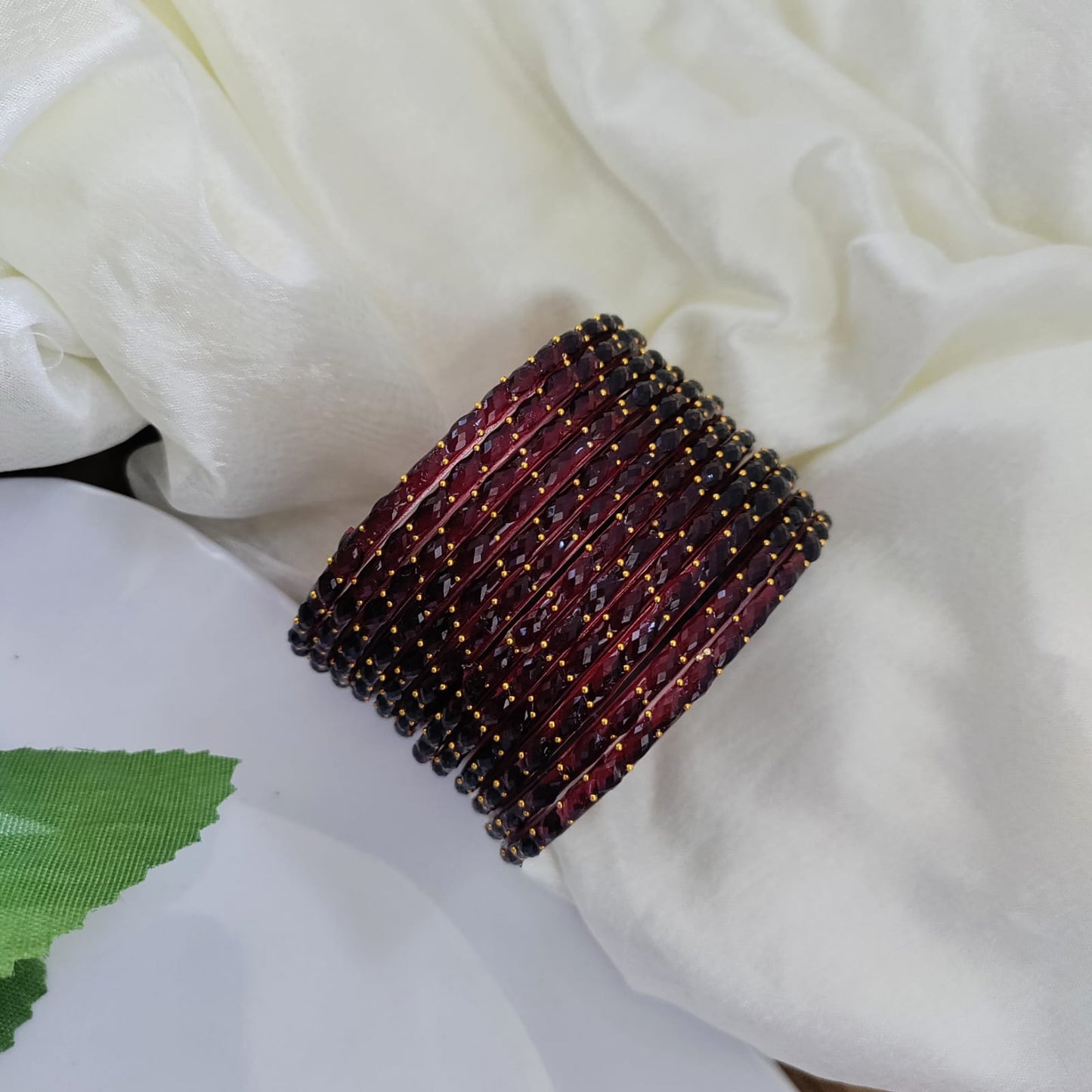 Raindrop Glass Bangles - Crystal Cut
