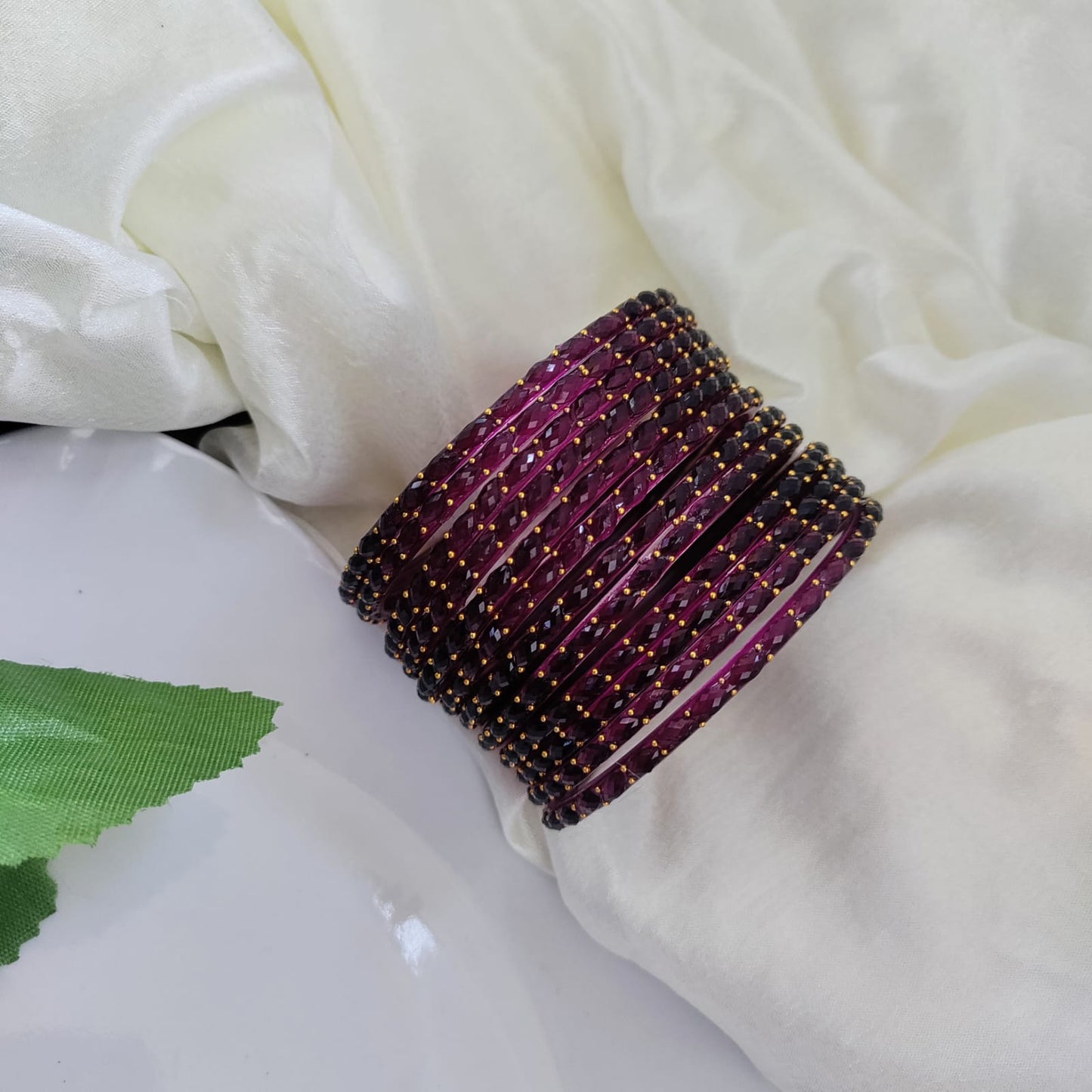 Raindrop Glass Bangles - Crystal Cut