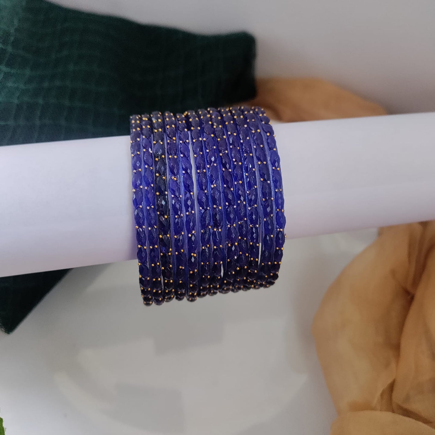 Raindrop Glass Bangles - Crystal Cut