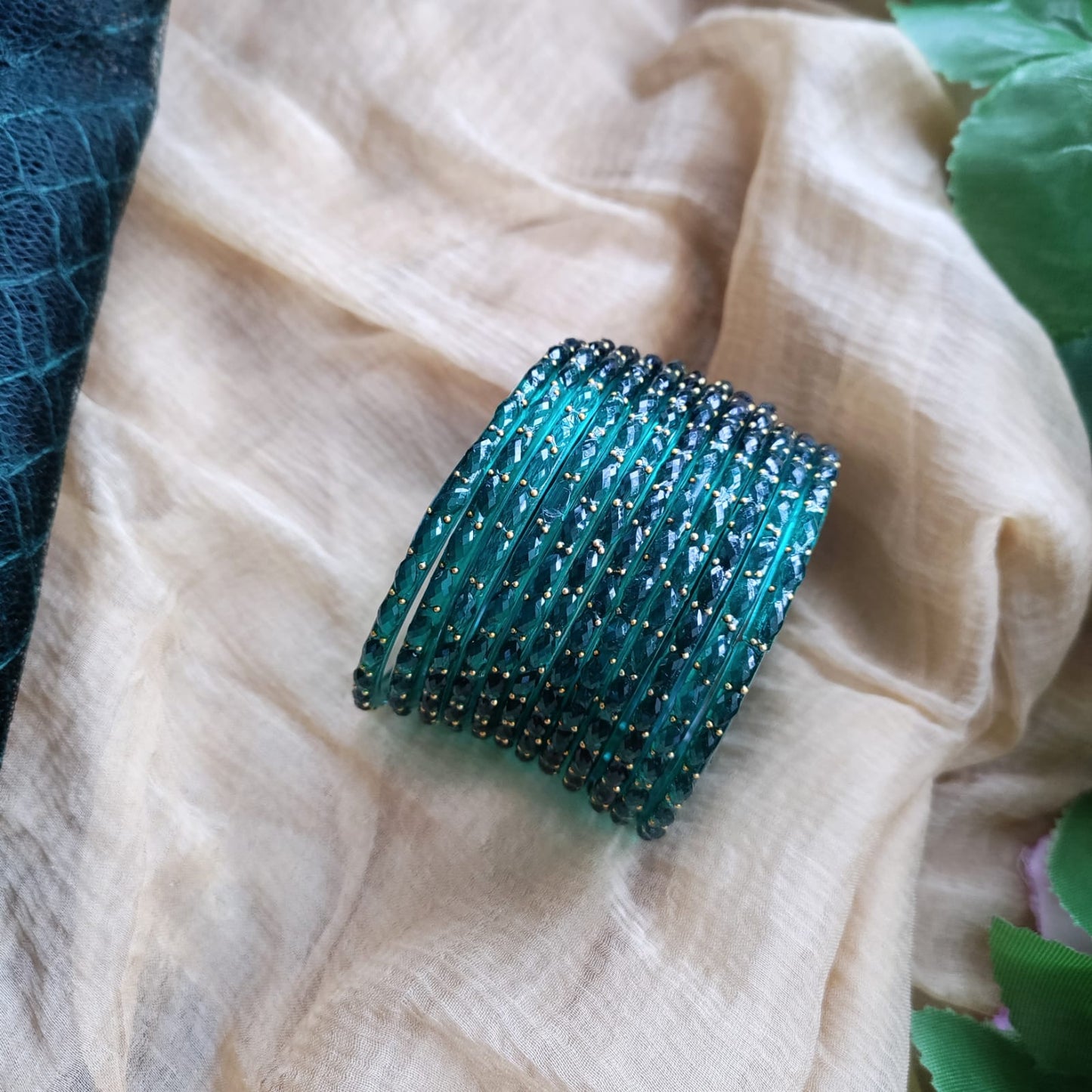 Raindrop Glass Bangles - Crystal Cut