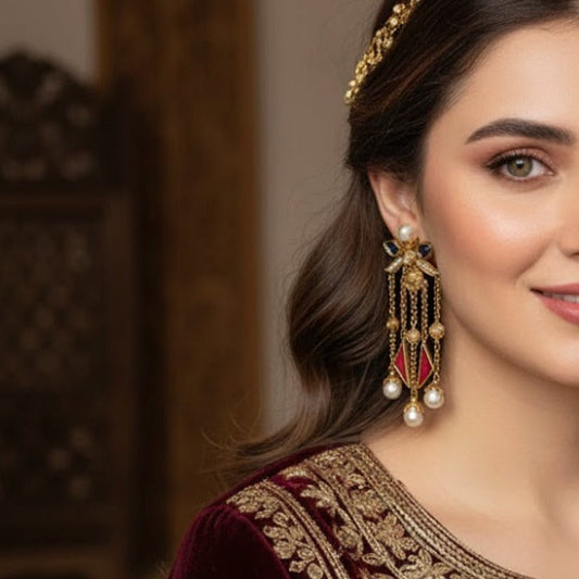 Kashmiri white pearl earring