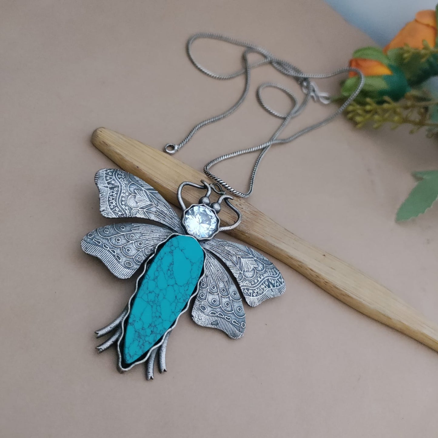 Butterfly pendant long chain