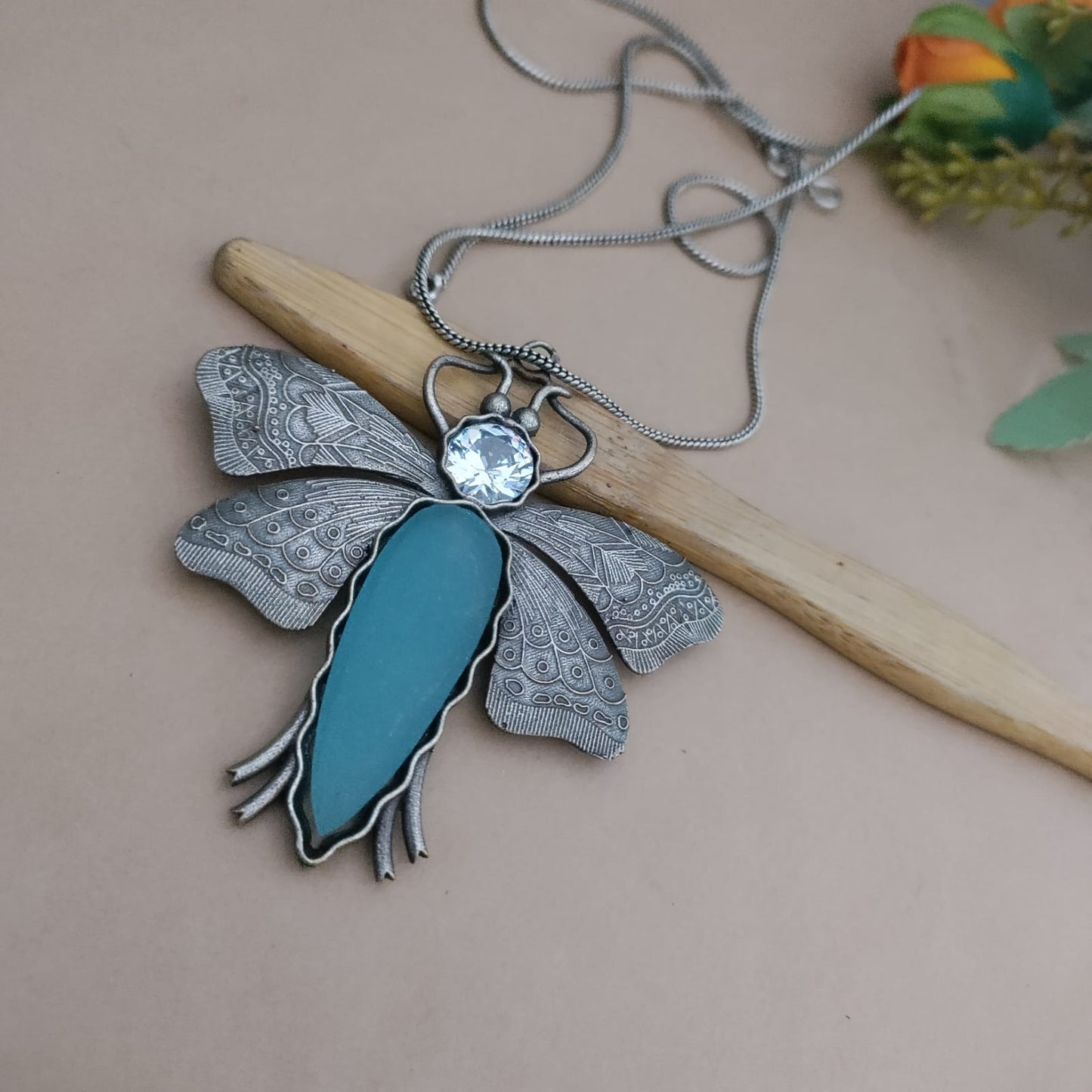 Butterfly pendant long chain