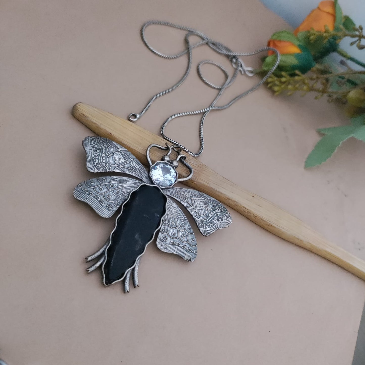 Butterfly pendant long chain