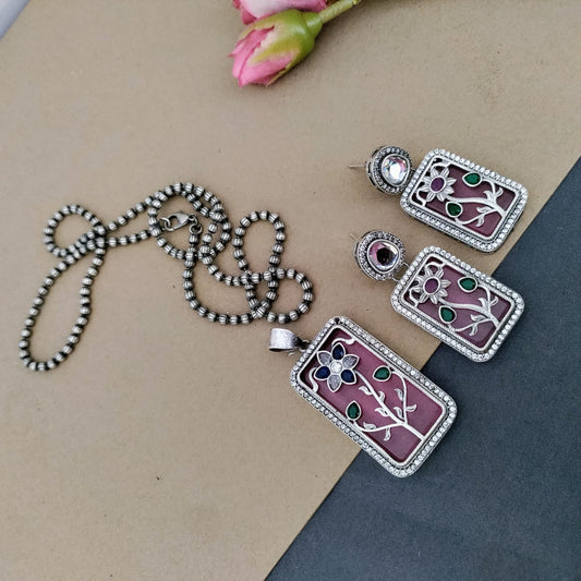 AD stone pendant long chain