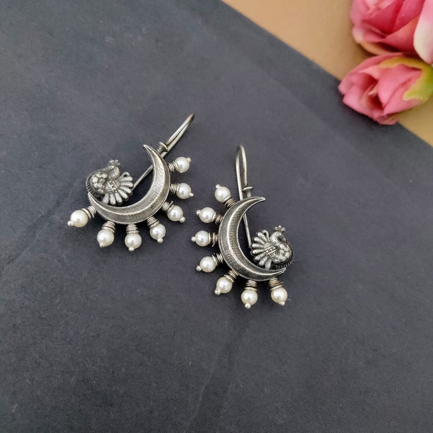 Peacock hook earring