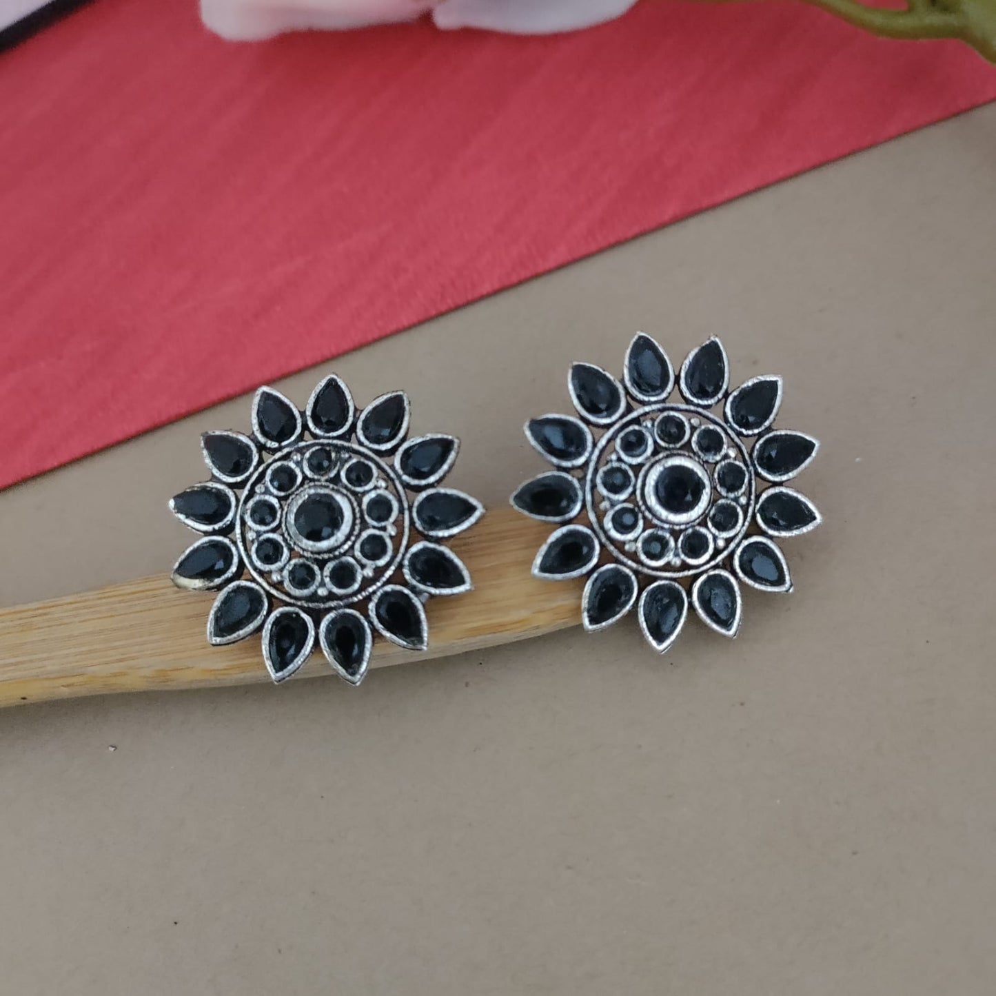 Block stone drop earring