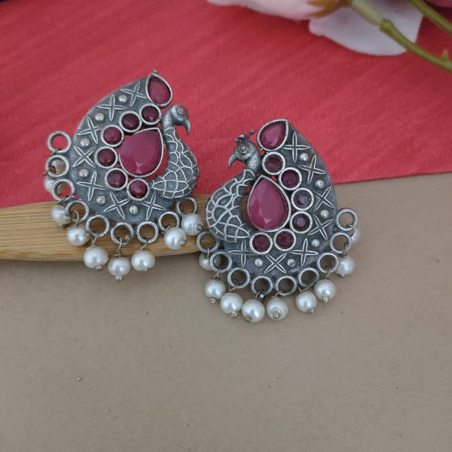 Peacock stone earring