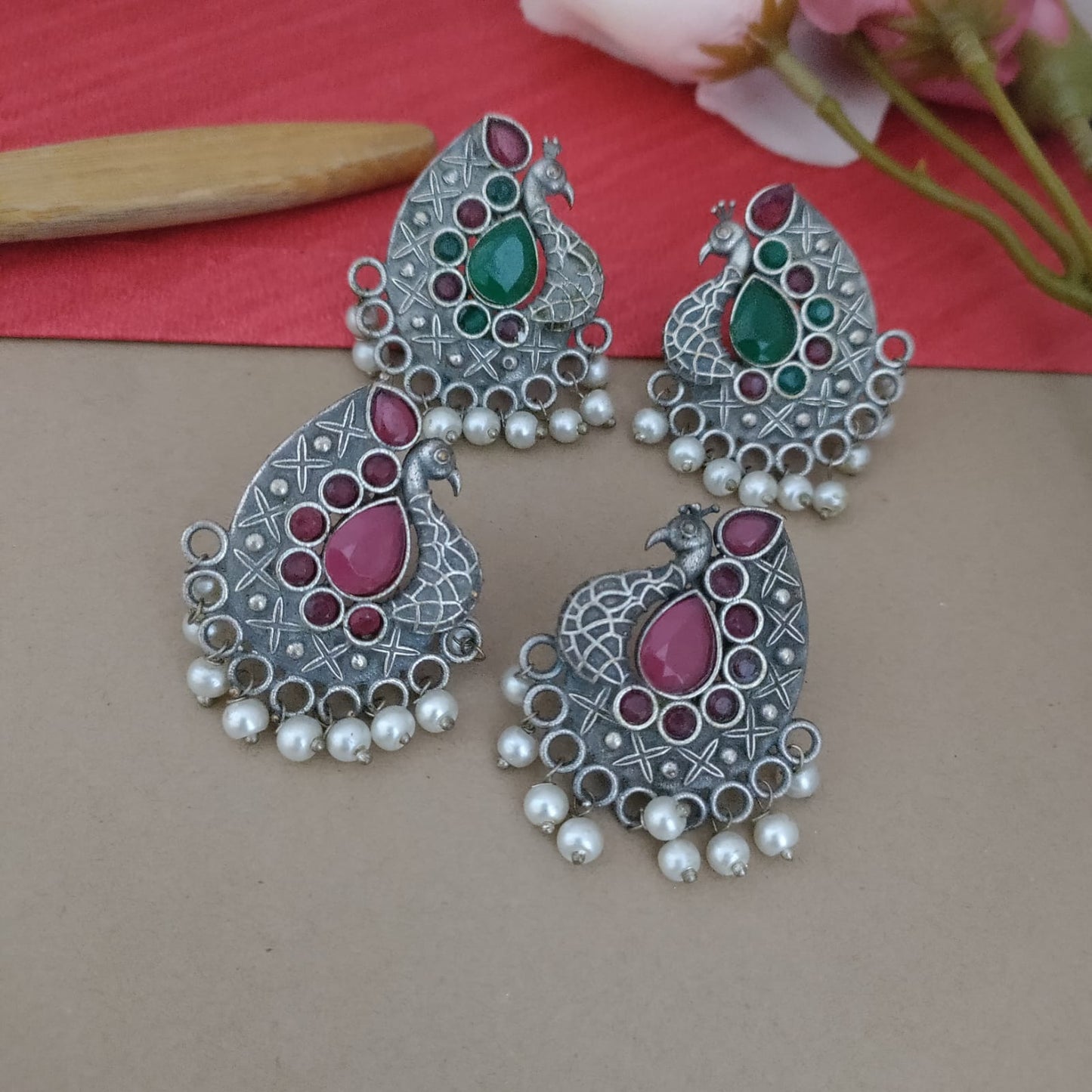 Peacock stone earring