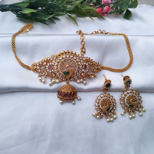 Jumkha peacock chocker set