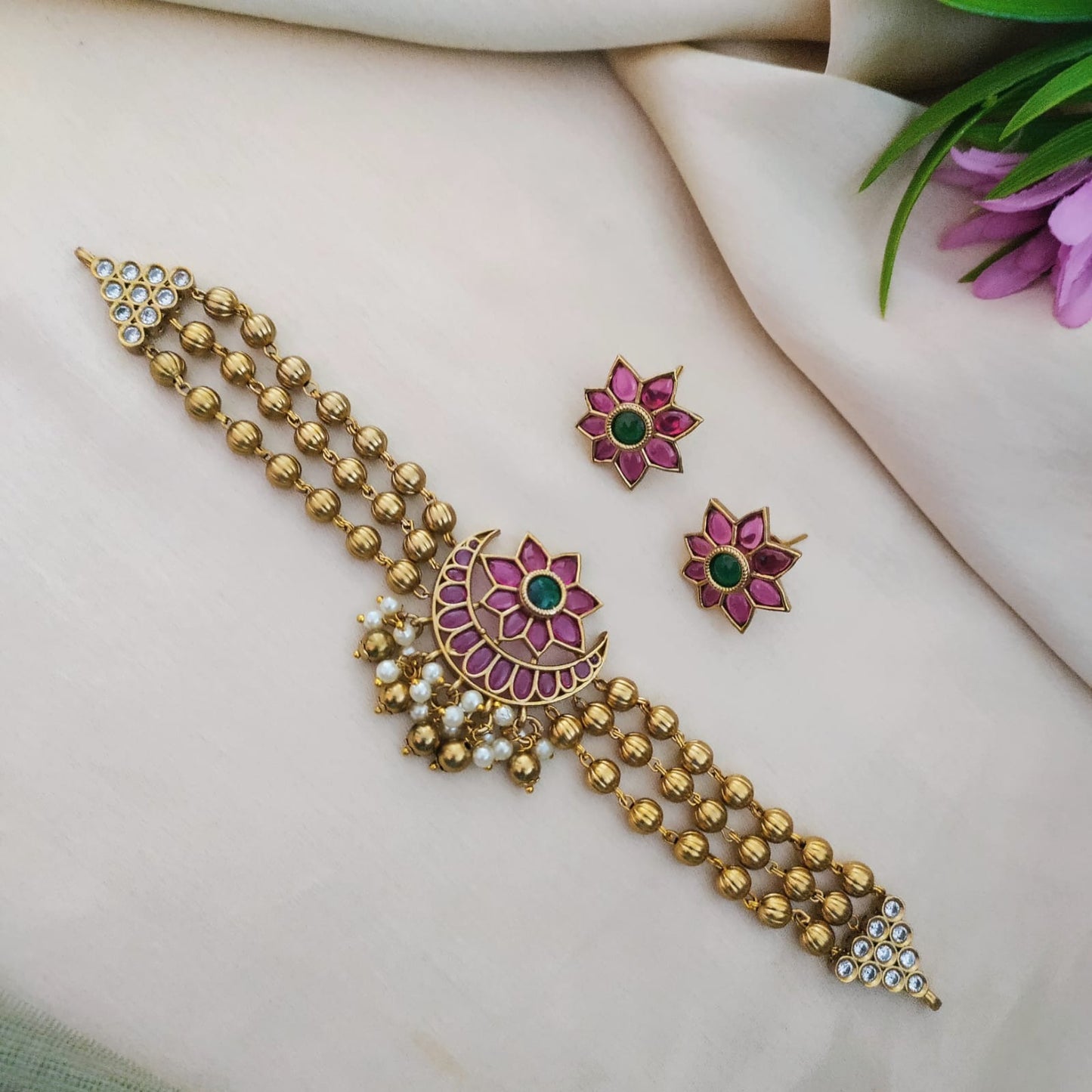 3layer pearl chocker set