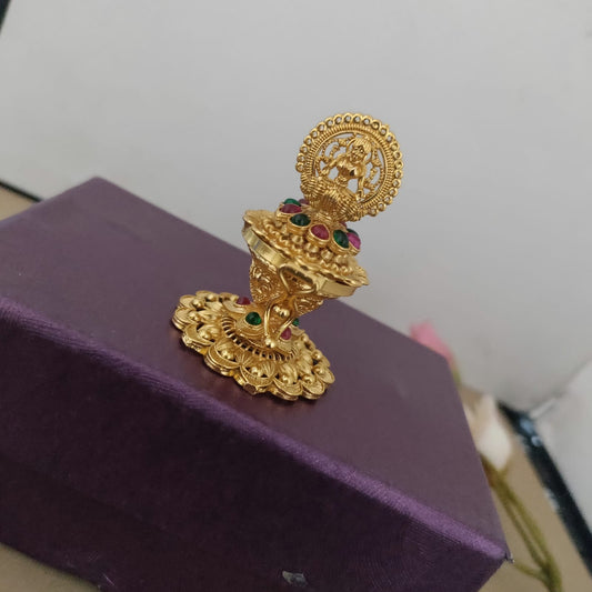 Sindoor box with Lakshmi on lid