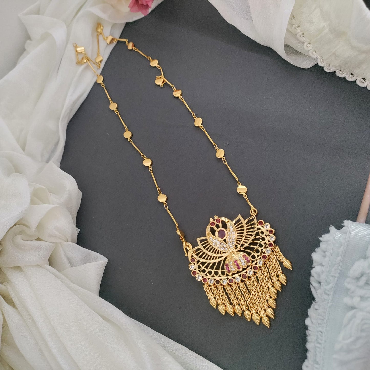 Peacock lotus microplated long chain