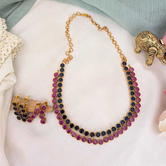 Simple single stone necklace set