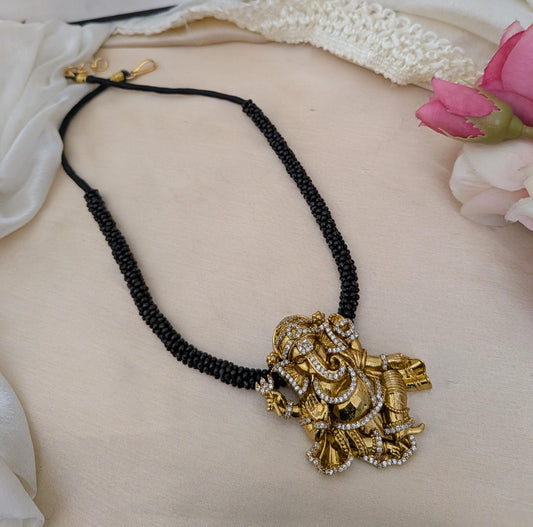 Ganesha AD stone pendant beaded chain