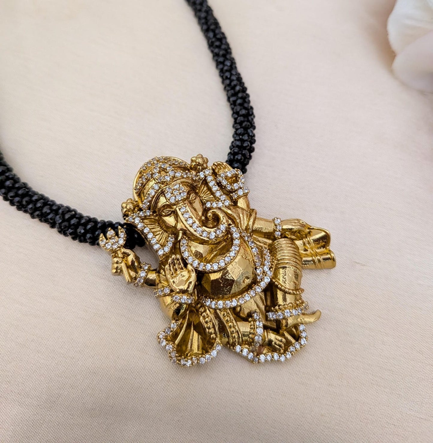 Ganesha AD stone pendant beaded chain