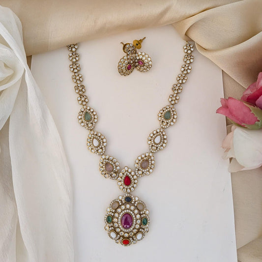 Multi stone ad necklace set