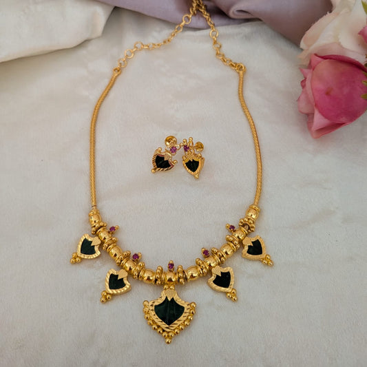 Necklace - Traditional kerala palakka chain set with matching earring