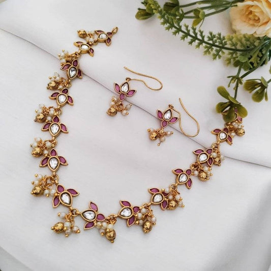 Lotus kemp stone necklace set