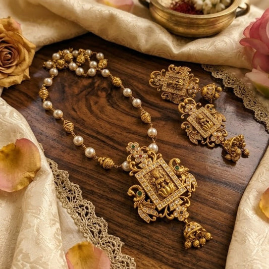 Lakshmi peacock pearl long chain set