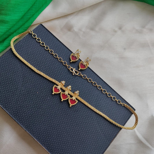 Slim Palaka red set - Kerala design