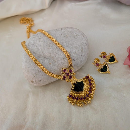 Necklace - Traditional kerala palakka chain set with matching earring