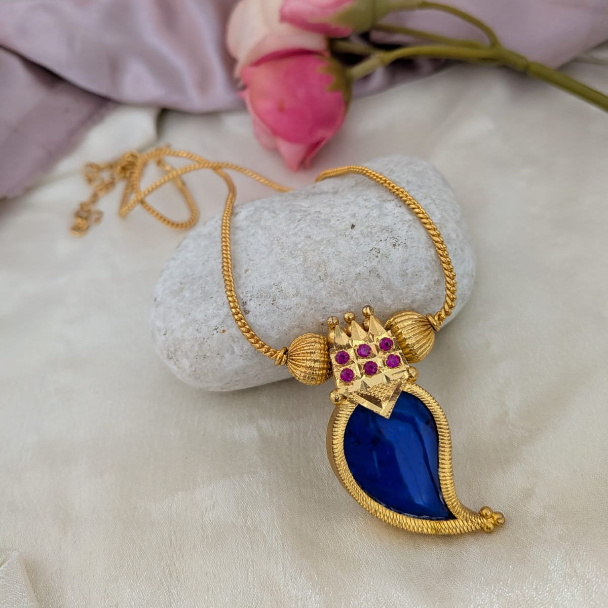 Pendant Chain - microplated mango kerala chain blue  set