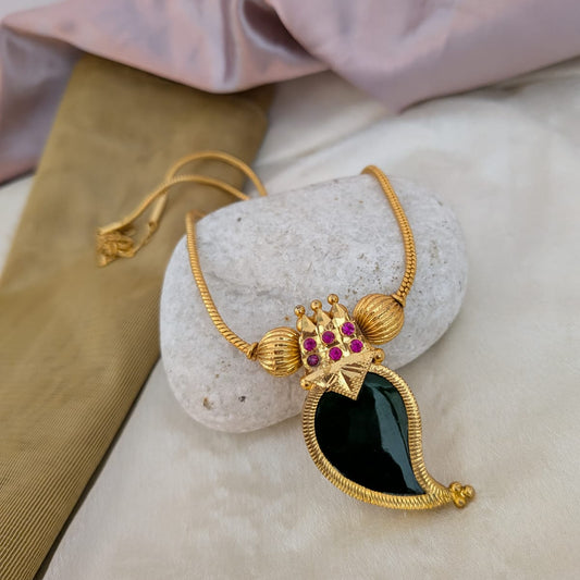 Pendant Chain - microplated mango kerala chain green  set