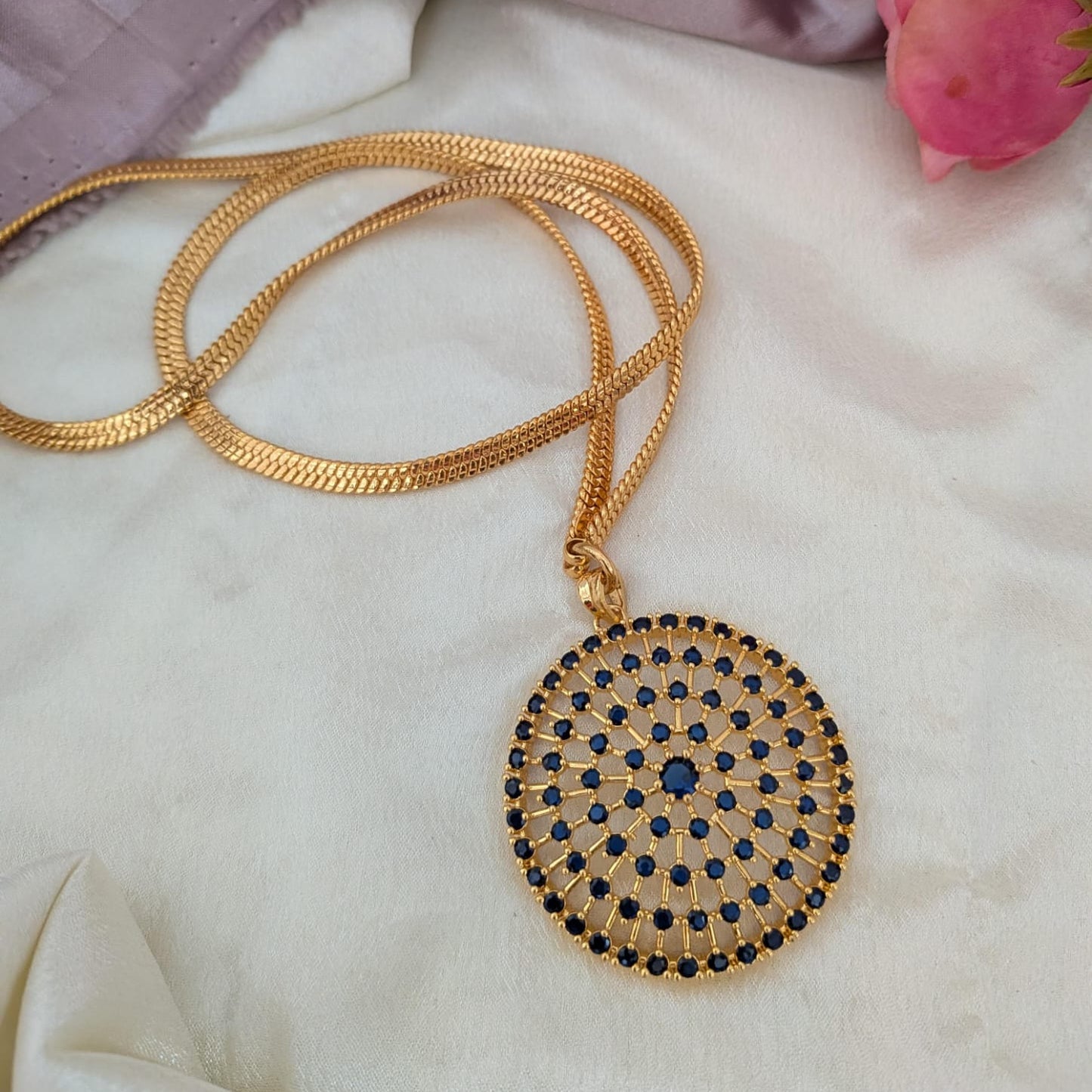 Pendant Chain - microplated pendant kerala chain long blue