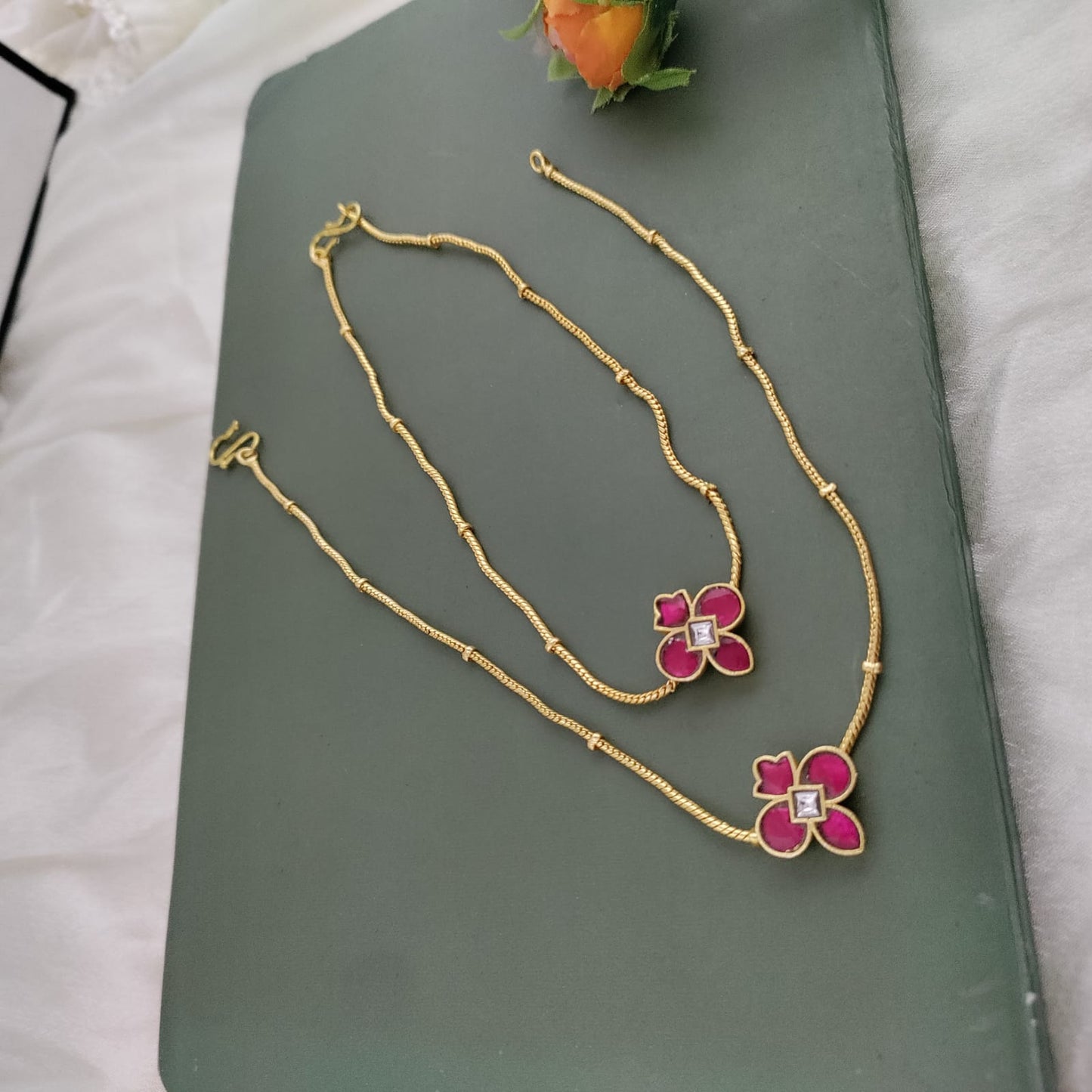 4 stone ruby anklet