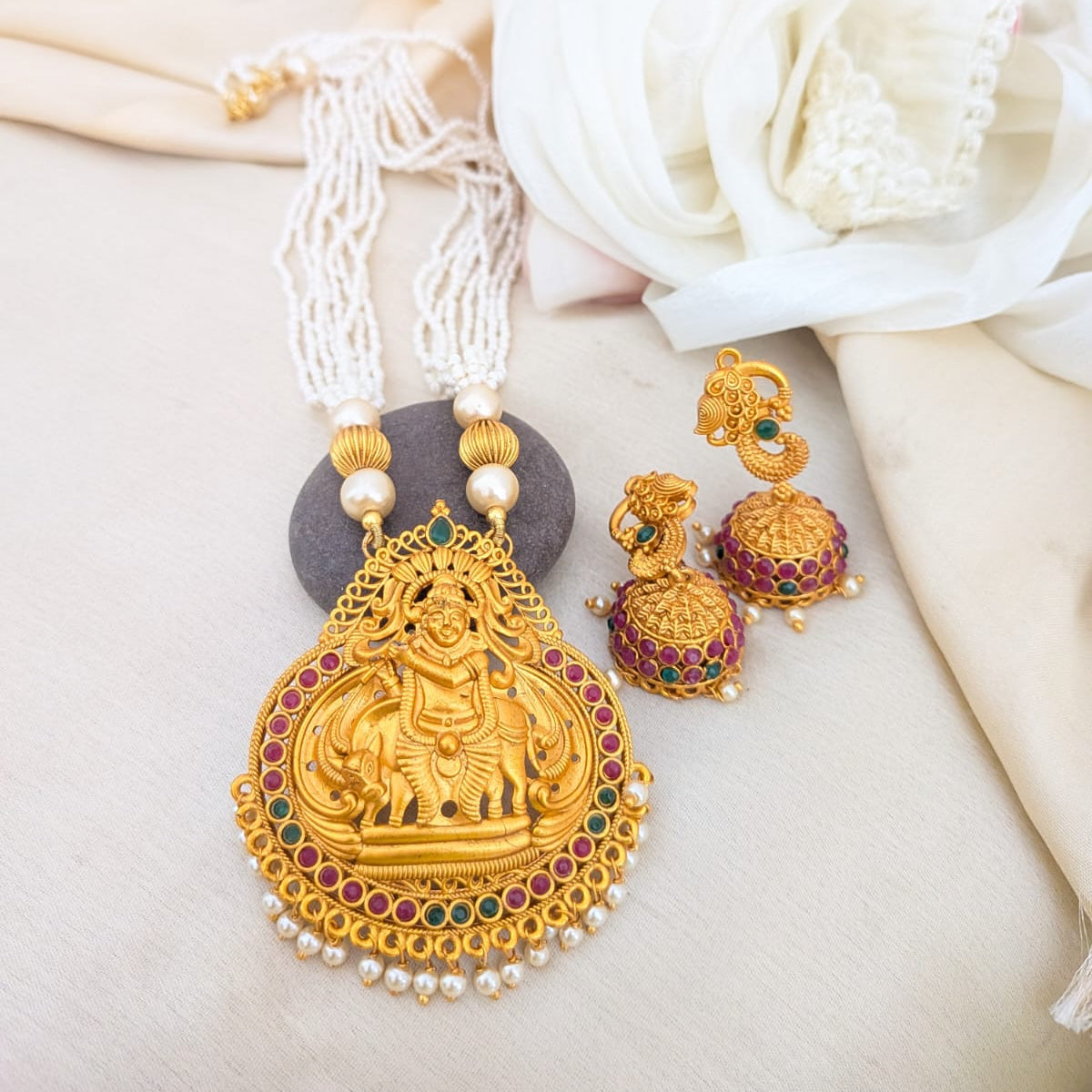Krishna long pearl necklace
