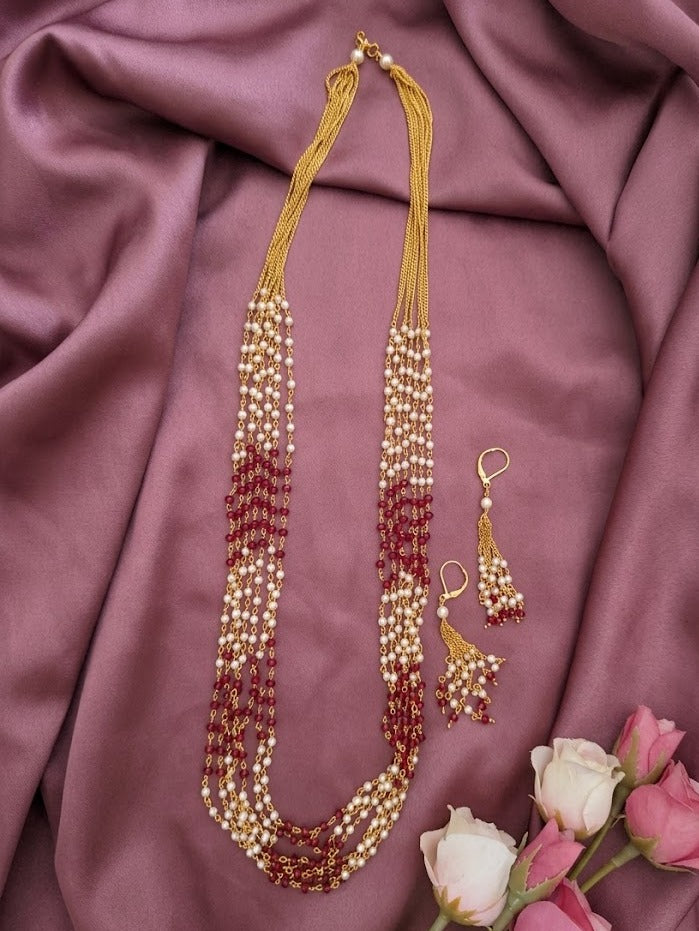 long Layered pearl necklace