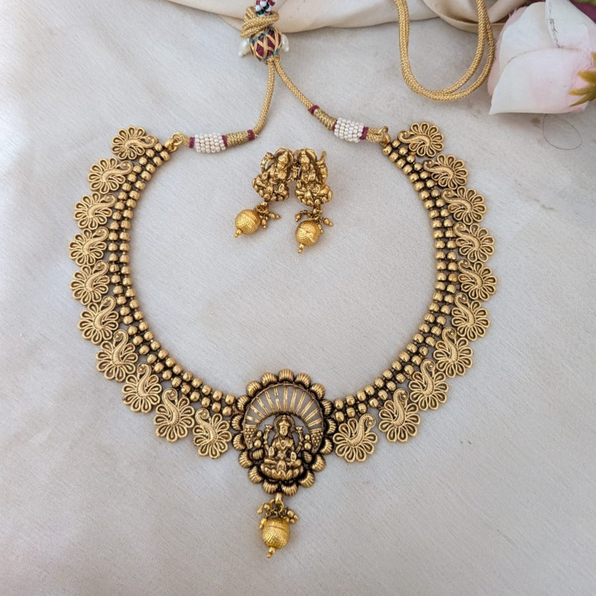 Lakshmi with  Peacock Necklace