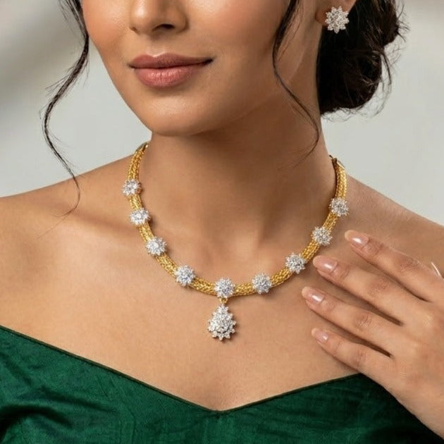 AD white stone necklace