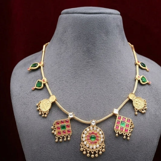 Microplated kemp mango with Palakka Necklace
