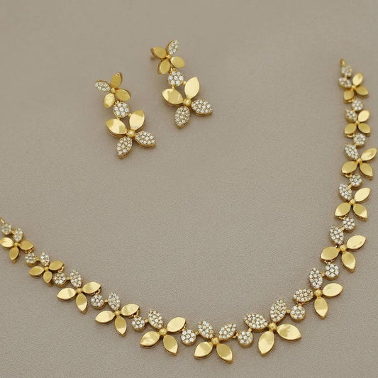 Flower AD stone Necklace