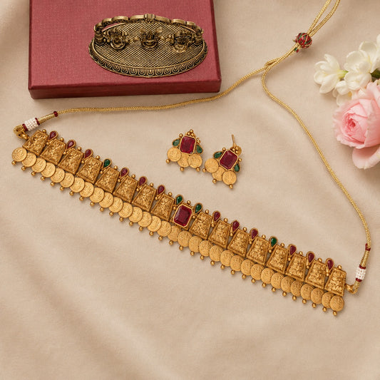 Intricate design coin choker