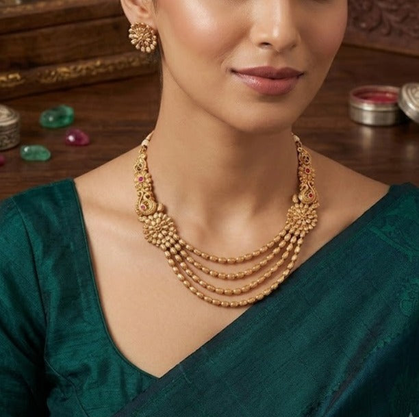 4 Layered Peacock Necklace